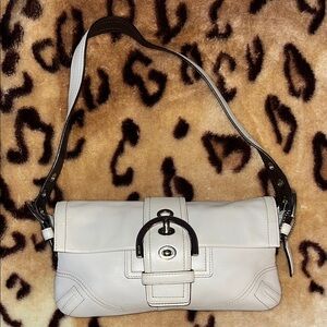 Coach Cream and Brown Leather Shoulder Bag